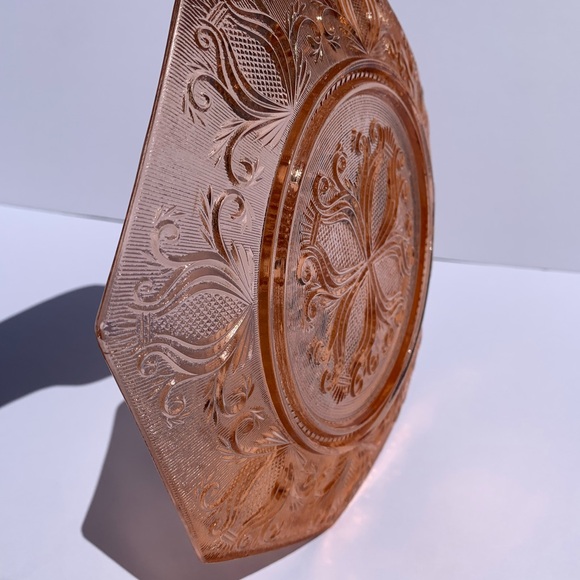 Vintage pink Imperial Glass Blaise AKA Scrolled Thistle Line 705 Salad Plate EUC - Picture 7 of 10